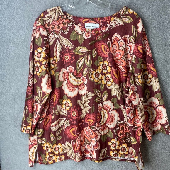 Alfred Dunner Floral Print Top XL 3/4 Sleeve Blouse Women's - Picture 1 of 3